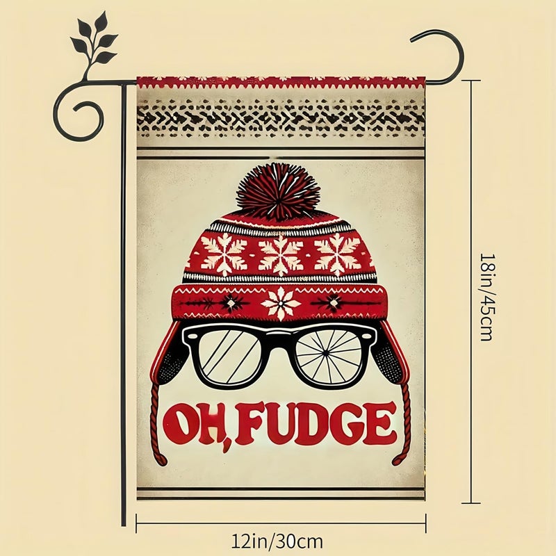 BlissYard Oh Fudge Garden Flag 12x18 Inch Double Sided Winter Hat Glasses Retro Style Holiday Design Small Outdoor Yard Flag Seasonal Welcome Garden Banner for Porch Lawn Patio Winter Decor - Image 4